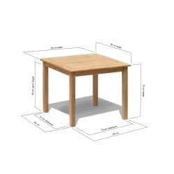 Sandringham Teak Square Patio Table – 0.9m