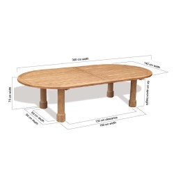 Titan Oval Garden Table, round leg – 1.4 x 3m