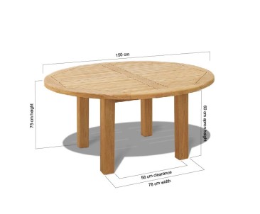 Titan 5ft Teak Round Outdoor Table – 1.5m 2