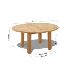 Titan 5ft Teak Round Outdoor Table – 1.5m