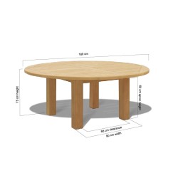 Titan 6ft Solid Teak Round Patio Table – 1.8m