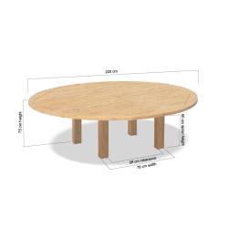 Titan 7ft Large Round Garden Table, Teak – 2.2m