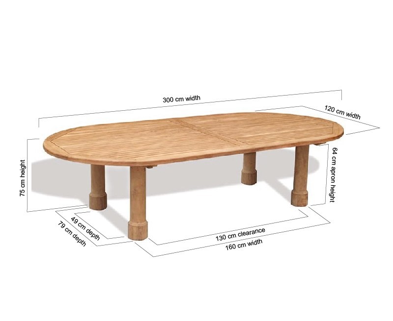 Titan Teak Oval Garden Table, round...