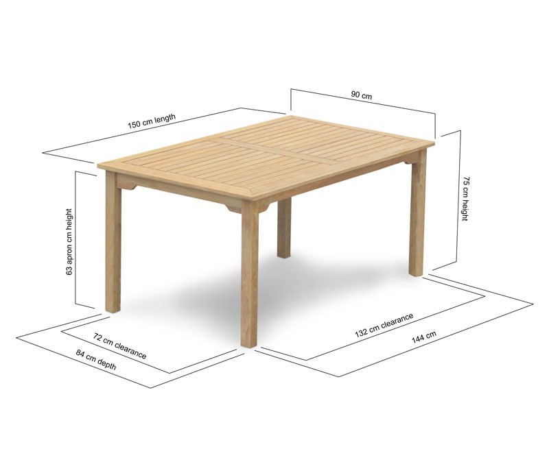 Teak rectangular shop dining table