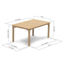 Sandringham Teak Rectangular Garden Dining Table – 1.5m