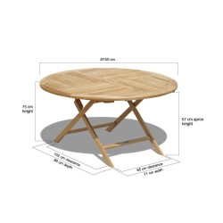 Suffolk 5ft Round Folding Outdoor Dining Table – 1.5m