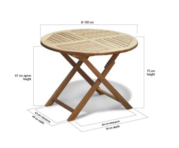 Suffolk Teak Folding Round Garden Table – 1m 2