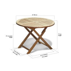 Suffolk Teak Folding Round Garden Table – 1m