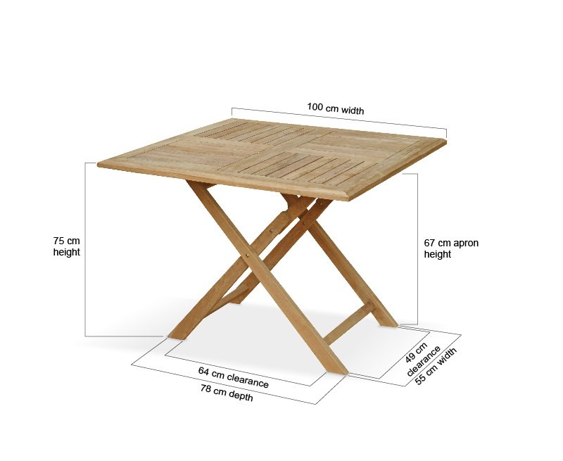Suffolk Square Folding Table Teak 1m