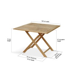 Suffolk Square Folding Table, Teak – 1m