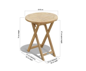 Suffolk Round Garden Table, Folding, Teak – 0.6m 2