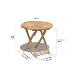 Suffolk Folding Outdoor Table, Round – 0.8m