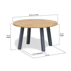 Disk Round Teak Garden Table with Steel Legs – 1.3m