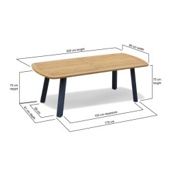 Disk Teak Oval Outdoor Dining Table with Steel Legs - 2.2m