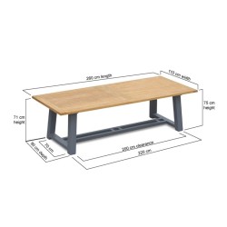 Bridgewater Rectangular Teak and Aluminium Outdoor Table – 2.6m