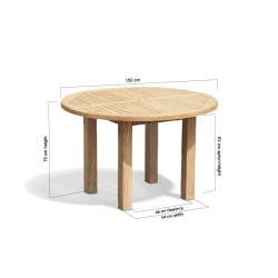 Titan Teak Round Outdoor Table, square leg – 1.2m