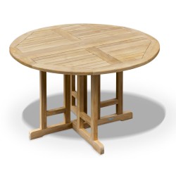 Berrington Teak Garden Drop Leaf Table, Round – 1.2m