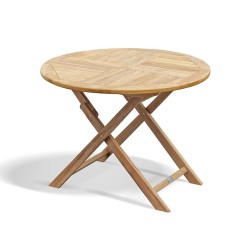 Suffolk Teak Folding Round Garden Table – 1m