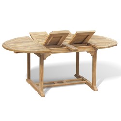 Brompton Teak Extending Garden Table, Double Leaf, Oval – 1.2 - 1.8m