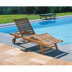 Luxury Sun Lounger with cushion, Teak