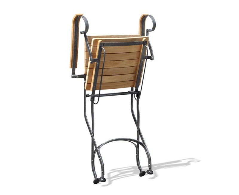 Fully Folding Bistro Teak & Metal Outdoor Armchair
