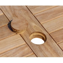 Sandringham 5ft Teak Rectangular Garden Dining Table with Pre-drilled Parasol Hole