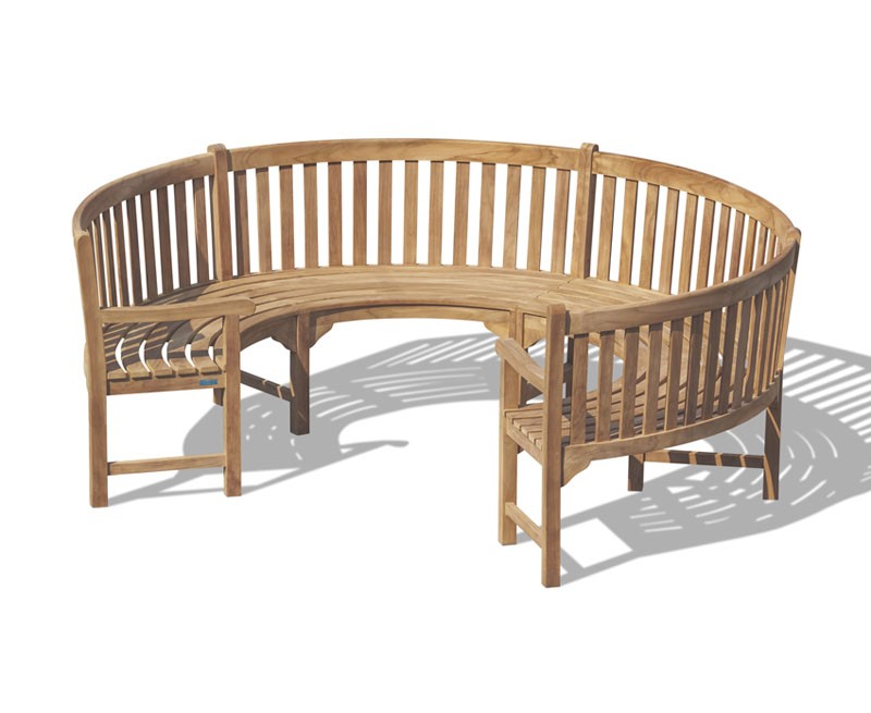 Henley Teak Three-Quarter Curved Outdoor Bench with Arms
