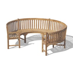 Henley Teak Three-Quarter Curved Outdoor Bench with Arms