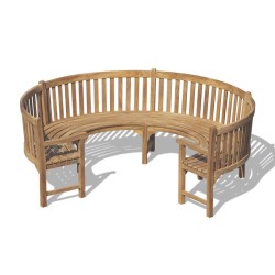 Henley Teak 3/4 Curved Bench with Arms