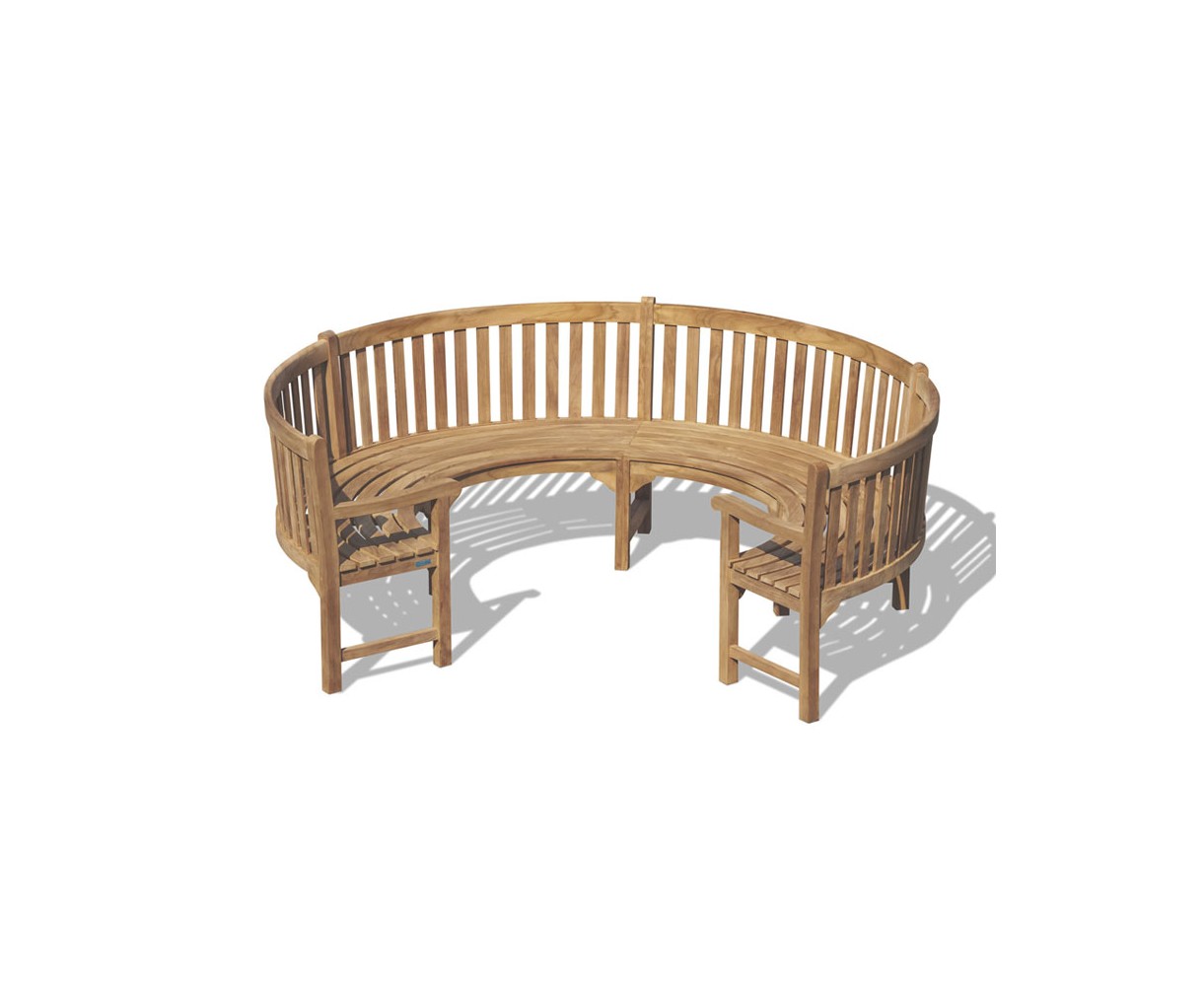 Henley Teak 3 4 Curved Bench with Arms