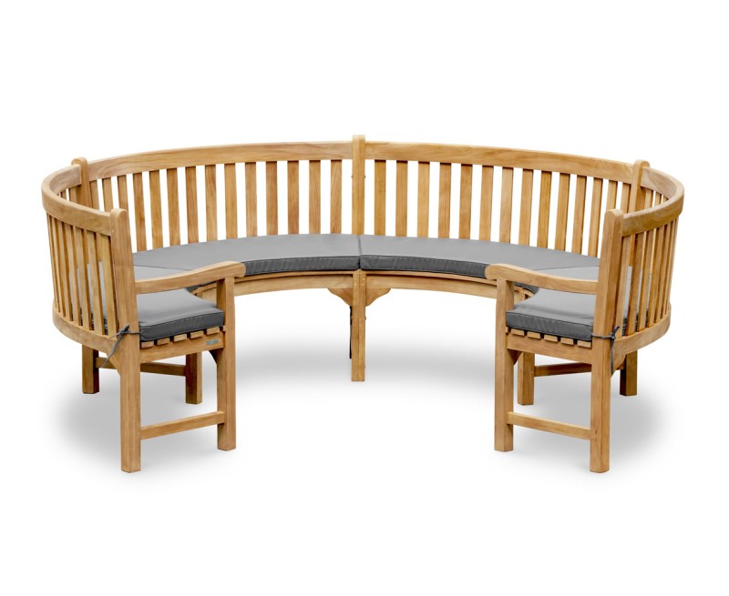 Henley Teak 3/4 Curved Bench with Arms