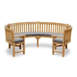 Henley Teak 3/4 Curved Bench with Arms