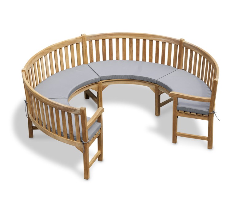 Henley Teak 3/4 Curved Bench with Arms