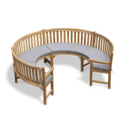 Henley Teak 3/4 Curved Bench with Arms