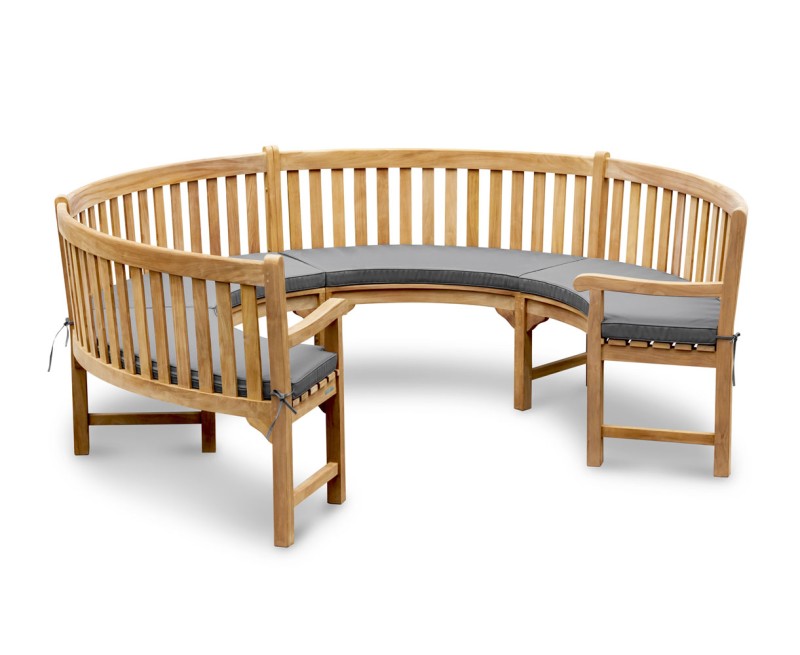 Henley Teak 3/4 Curved Bench with Arms