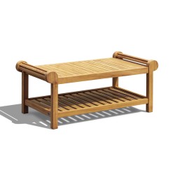 Teak Lutyens-Style Coffee Table with shelf