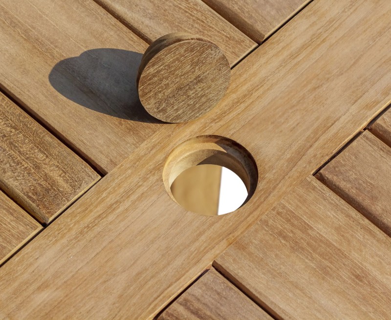 Titan Teak Round Outdoor Table, square leg – 1.2m