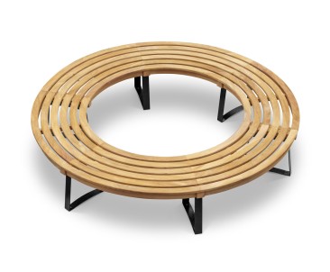Teak Backless Circular Tree Bench with Metal Legs - 2.2m 2