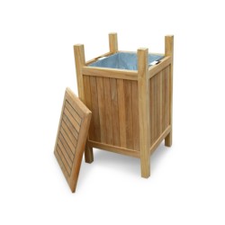 Club Litter Bin, Teak and HDG Steel