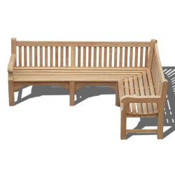 Aerial View of Balmoral Chunky 6 Seater Corner Garden Bench, Right Orientation