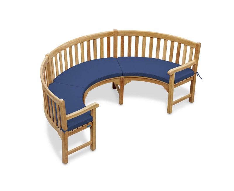 Henley Curved 1/2 Garden Bench Cushion - Navy Blue