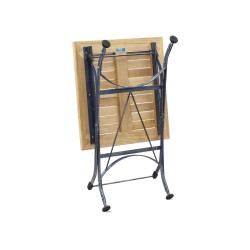 Teak Folding Square Bistro Table, Black – 0.6m