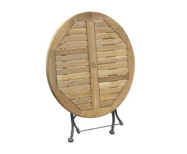 Folding Teak Bistro Table, Round, Black – 0.9m 2