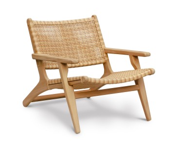 Amalfi Teak and Rattan Flat Woven Lounge Armchair