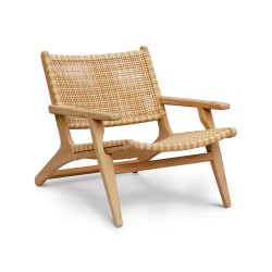 Amalfi Teak and Rattan Flat Woven Lounge Armchair