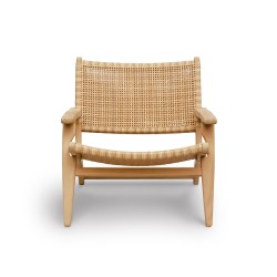Amalfi Teak and Rattan Flat Woven Lounge Armchair