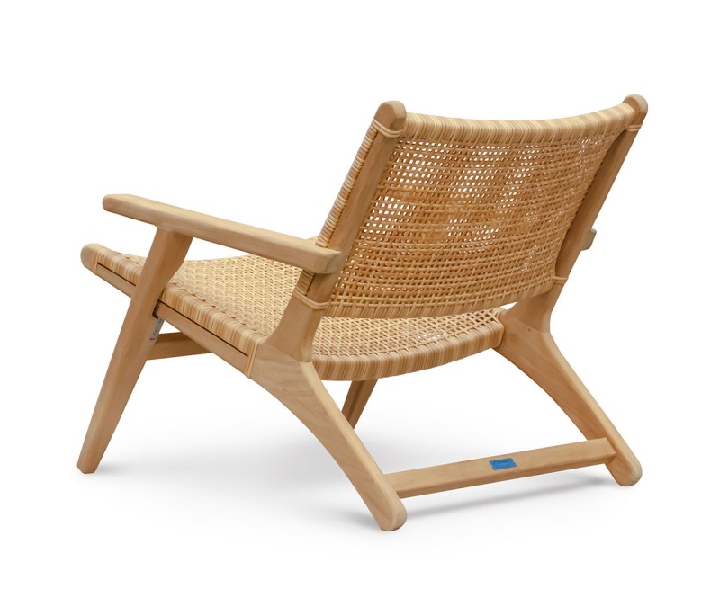 Amalfi Teak and Rattan Flat Woven Lounge Armchair