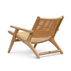 Amalfi Teak and Rattan Flat Woven Lounge Armchair