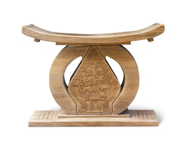 Ashanti-style Ornate Javanese Teak Wood Stool