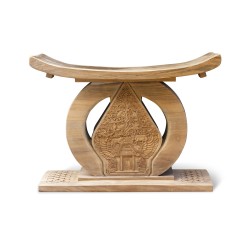 Ashanti-style Ornate Javanese Teak Wood Stool